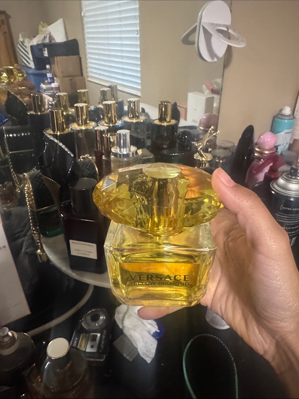 Versace Yellow Diamond Perfume Bottle - Vibrant Yellow Glass - Picture 3 of 3